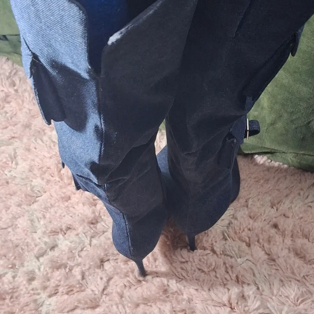 🔥🔥🔥HOT TO DEATH!! Over-the-Knee Pointed Toe Women's Boots in Dark Denim